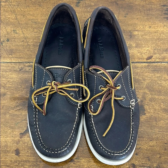 L.L. Bean Men's Brown Boat Shoes Leather Sail Dock Size 10 Outdoor Lake Water - Picture 1 of 15